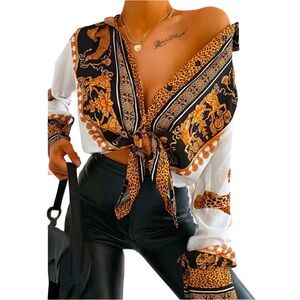 Cheetah Designer-like Evening Blouse New